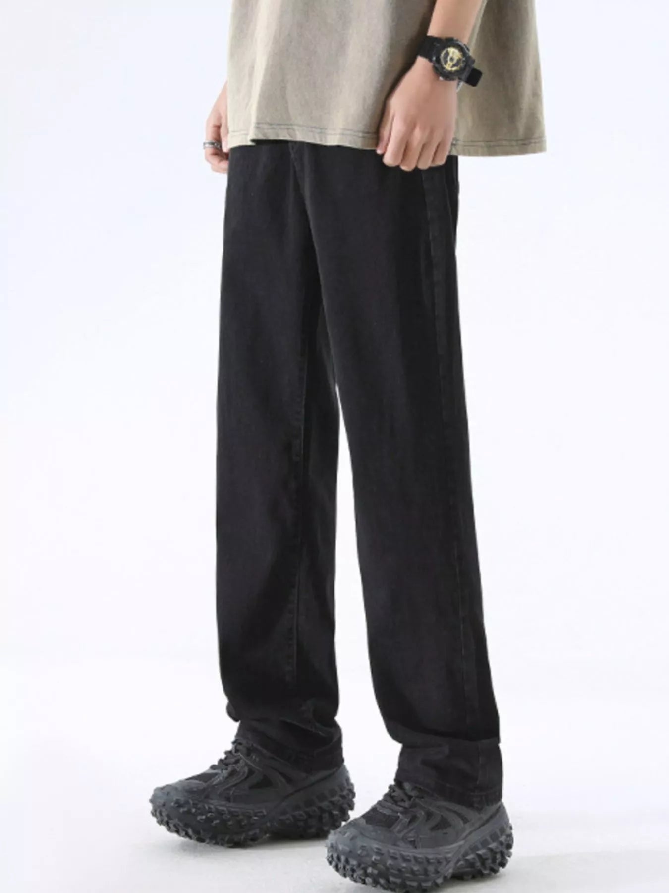 Men's Full Size Wash Wide Leg Jeans Plus Size