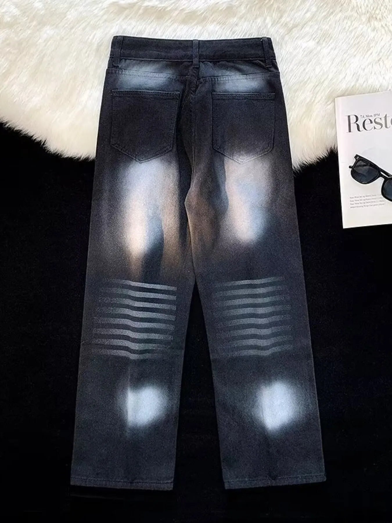 Men's Full Size Wash Wide Leg Jeans Plus Size