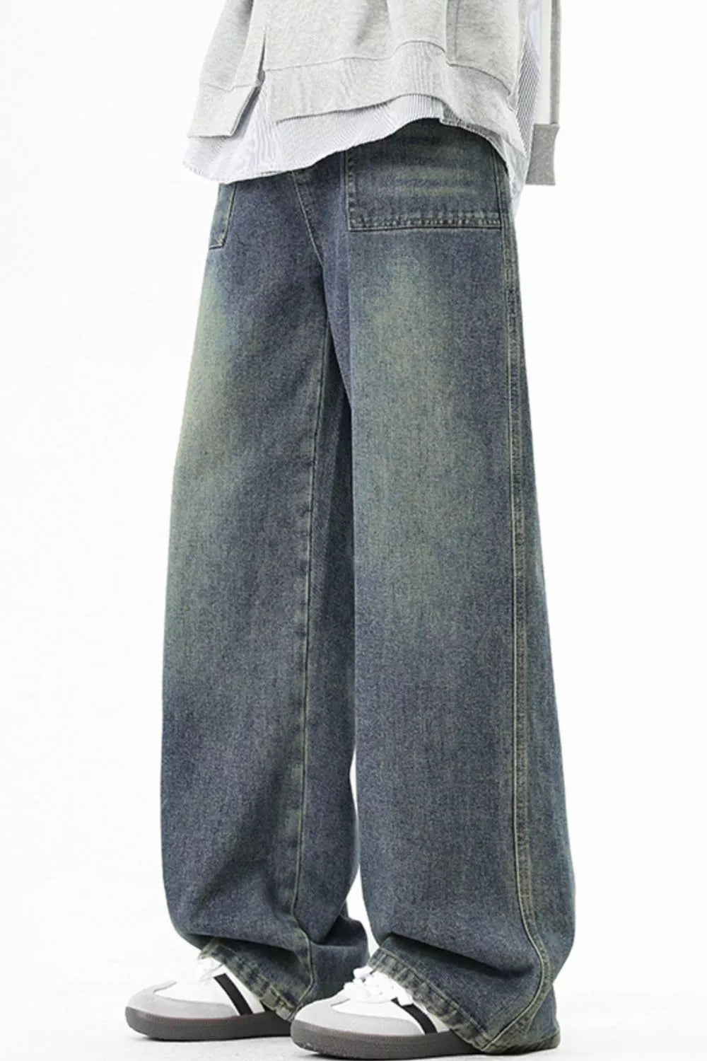 Men's Full Size Wide Leg Vintage Wash Jeans Plus Size