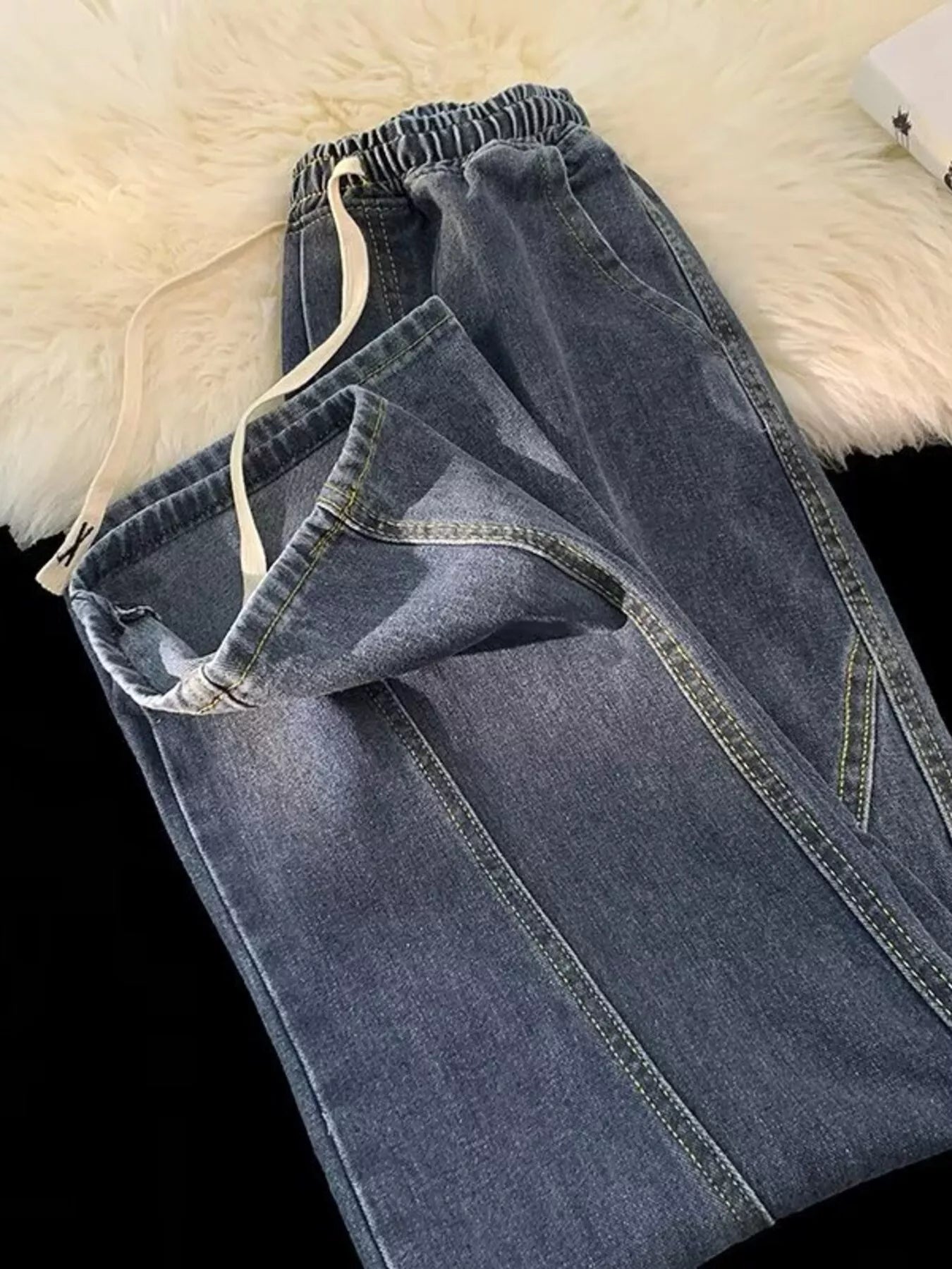 Men's Plus Size Elastic Waist Wide Leg Jeans